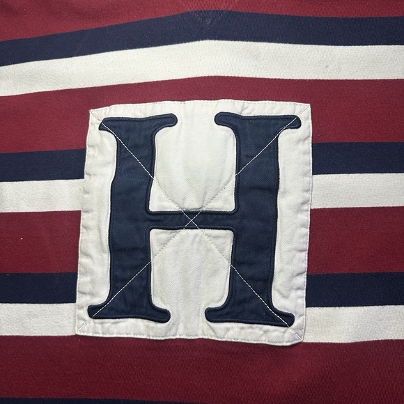 Tommy Hilfiger Rugby Long Sleeve Shirt Mens L Large Striped Red Blue White - Picture 2 of 14